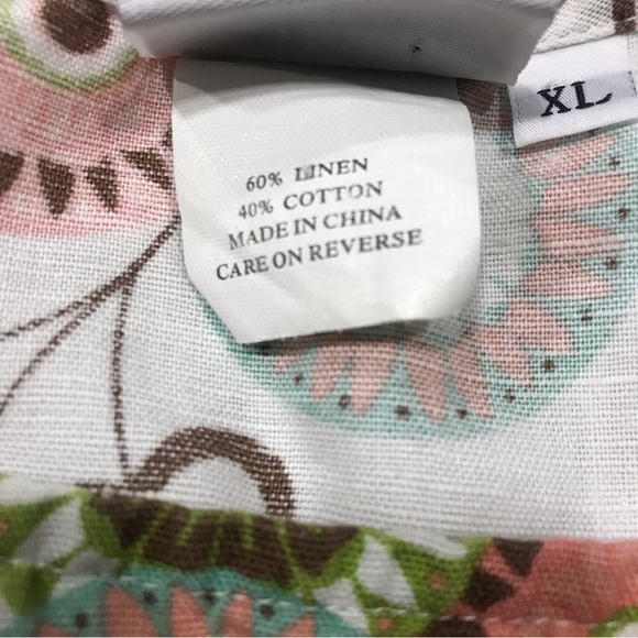 Hot Cotton White Floral Linen Top, XL - Picture 10 of 10
